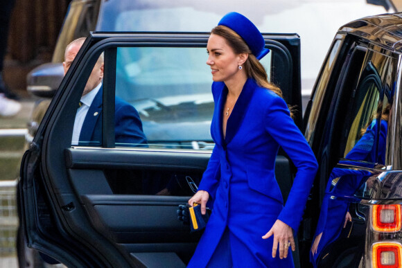 Catherine (Kate) Middleton, duchesse de Cambridge, fête le Jour du Commonwealth lors d'une messe annuelle à l'abbaye de Westminster. Londres, le 14 mars 2022.