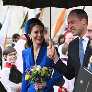 Le prince William, duc de Cambridge, et Catherine (Kate) Middleton, duchesse de Cambridge, fêtent le Jour du Commonwealth lors d'une messe annuelle à l'abbaye de Westminster. Londres, le 14 mars 2022.