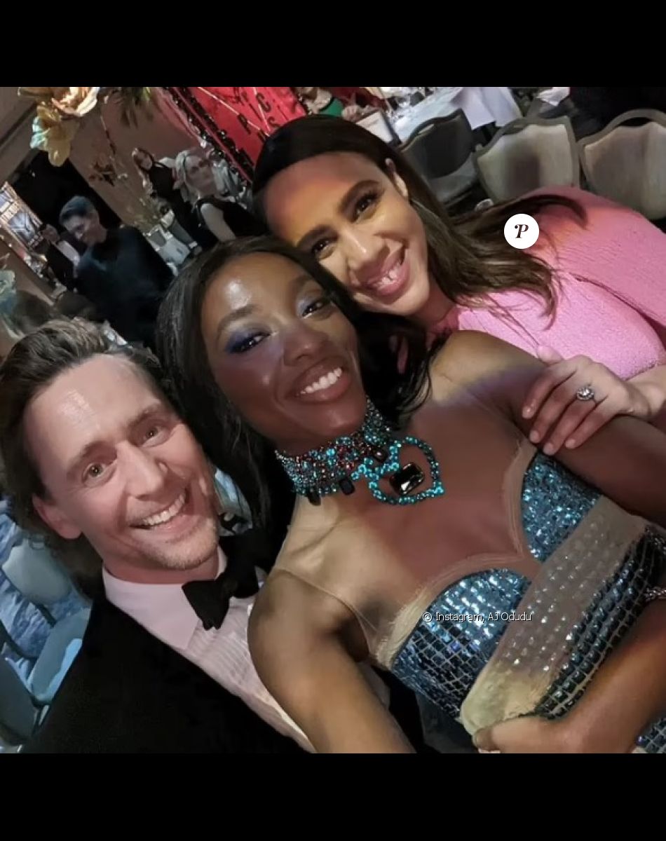 Tom Hiddleston, Zawe Ashton et AJ Odudu le soir de la cérémonie des BAFTA. Instagram, le 13 mars 2022.