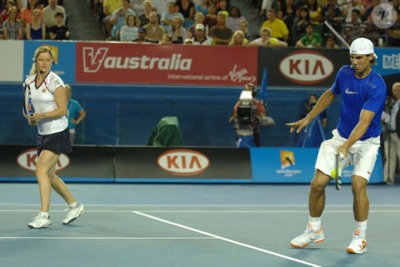 Kim Clijsters et Rafael Nadal au match de charité en faveur des victimes de Haïti, à Melbourne le 17 janvier 2010 !