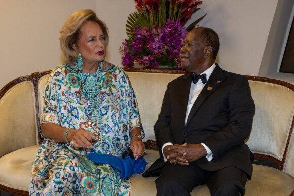 Exclusif - Alassane Ouattara et la princesse Ira de Furstenberg - Dîner gala de l'association "Children of Africa" à Abidjan, le 11 mars 2022. © Olivier Borde / Bestimage