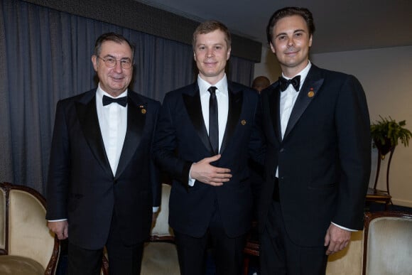 Exclusif - Martin Bouygues, son neveu Cyril Bouygues et Cyrille Bolloré - Dîner gala de l'association "Children of Africa" à Abidjan, le 11 mars 2022. © Olivier Borde / Bestimage