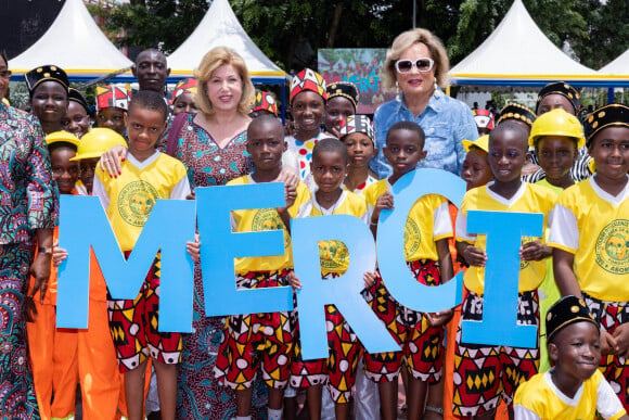Exclusif - La princesse Ira de Furstenberg et Dominique Ouattara - Visite du groupe scolaire d'excellence Children of Africa d'Abobo à Abidjan. Le 11 mars 2022. © Olivier Borde / Bestimage