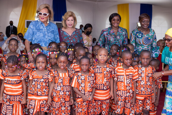 Exclusif - La princesse Ira de Furstenberg et Dominique Ouattara - Visite du groupe scolaire d'excellence Children of Africa d'Abobo à Abidjan. Le 11 mars 2022. © Olivier Borde / Bestimage