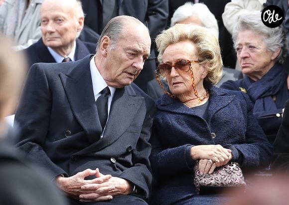 Jacques et Bernadette Chirac aux obsèques d'Antoine Veil au cimetière du Montparnasse à Paris le 15 avril 2013