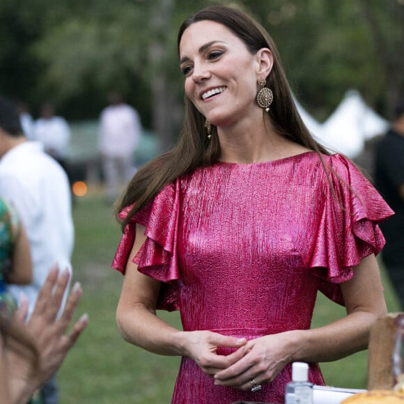 Le prince William et sa femme Kate Middleton lors d'une réception spéciale dans les ruines mayas de Cahal Pech à San Ignacio, au Belize, organisée par Froyla Tzalam, le 21 mars 2022. 