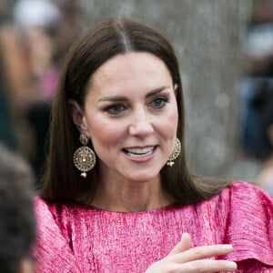 Le prince William et sa femme Kate Middleton lors d'une réception spéciale dans les ruines mayas de Cahal Pech à San Ignacio, au Belize, organisée par Froyla Tzalam, le 21 mars 2022. 