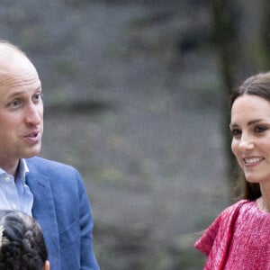 Le prince William et sa femme Kate Middleton lors d'une réception spéciale dans les ruines mayas de Cahal Pech à San Ignacio, au Belize, organisée par Froyla Tzalam, le 21 mars 2022. 