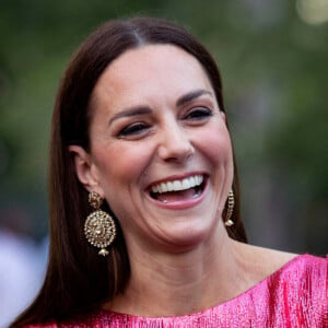 Le prince William et sa femme Kate Middleton lors d'une réception spéciale dans les ruines mayas de Cahal Pech à San Ignacio,  au Belize, organisée par Froyla Tzalam, le 21 mars 2022.