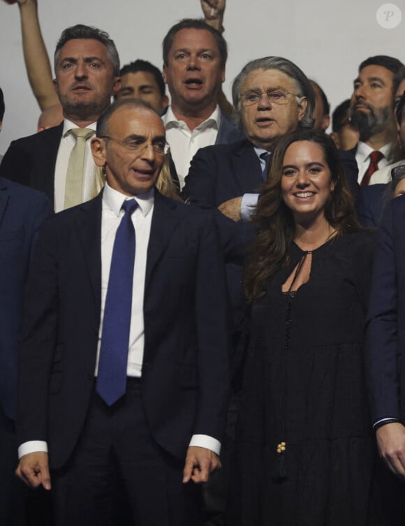 Eric Zemmour, Gilbert Collard, Sarah Knafo - Meeting de Eric Zemmour, candidat à l'élection présidentielle, au Zénith de Toulon le 6 mars 2022.