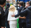 Pamela Anderson, accompagnée de son fils aîné Brandon Lee, s'est rendue dans les studios de l'émission "Good Morning America". New York, le 23 mars 2022.