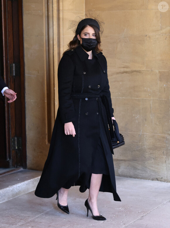 La princesse Eugenie d'York - Funérailles du prince Philip, duc d'Edimbourg à la chapelle Saint-Georges du château de Windsor, le 17 avril 2021.