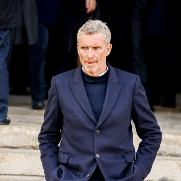 Denis Brogniart - Sorties des obsèques de Jean-Pierre Pernaut en la Basilique Sainte-Clotilde à Paris, France, le 9 mars 2022. © Cyril Moreau/Bestimage