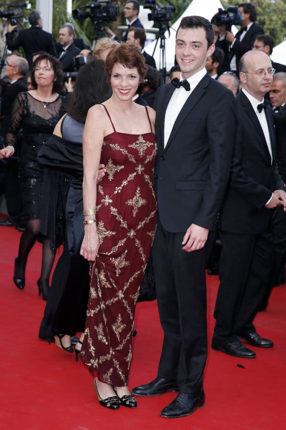 Elizabeth Bourgine et son fils Jules - Montée des marches du film "Irrational Man" (L'homme irrationnel) lors du 68 ème Festival International du Film de Cannes, à Cannes le 15 mai 2015. 