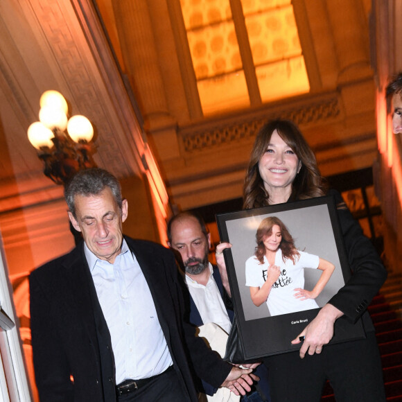 Exclusif - Nicolas Sarkozy et sa femme Carla Bruni-Sarkozy - Dîner des "Femmes Culottées" Etam au Musée de la Monnaie à Paris le 22 mars 2022.© Rachid Bellak/Bestimage