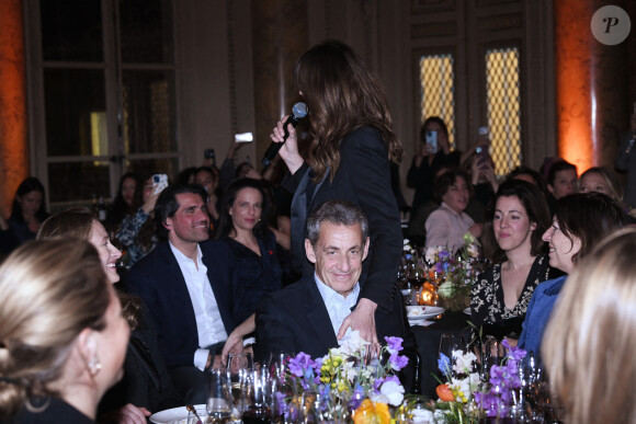 Exclusif - Nicolas Sarkozy et sa femme Carla Bruni-Sarkozy - Dîner des "Femmes Culottées" Etam au Musée de la Monnaie à Paris le 22 mars 2022. © Rachid Bellak/Bestimage