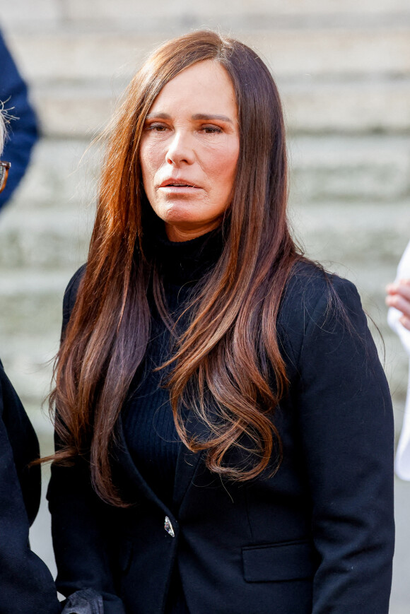 Nathalie Marquay - Obsèques de Jean-Pierre Pernaut en la Basilique Sainte-Clotilde à Paris le 9 mars 2022. © Cyril Moreau / Bestimage