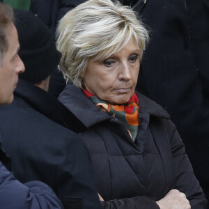 Evelyne Dheliat - Sorties des obsèques de Jean-Pierre Pernaut en la Basilique Sainte-Clotilde à Paris, France, le 9 mars 2022. © Denis Guignebourg/BestImage