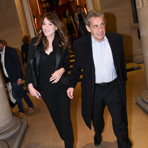 Exclusif - Nicolas Sarkozy et sa femme Carla Bruni-Sarkozy - Dîner des "Femmes Culottées" Etam au Musée de la Monnaie à Paris le 22 mars 2022.