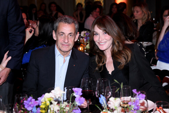 Exclusif - Nicolas Sarkozy et sa femme Carla Bruni-Sarkozy - Dîner des "Femmes Culottées" Etam au Musée de la Monnaie à Paris le 22 mars 2022.