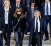 Valérie Pécresse, Carla Bruni-Sarkozy, Nicolas Sarkozy et Brigitte Macron - Sorties des obsèques de Jean-Pierre Pernaut en la Basilique Sainte-Clotilde à Paris