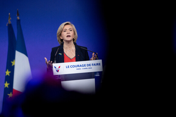 Valérie Pécresse lors de son meeting à l'élection présidentielle, à Paris le 3 avril 2022