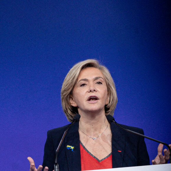 Valérie Pécresse lors de son meeting à l'élection présidentielle, à Paris le 3 avril 2022