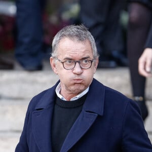 Christophe Dechavanne - Sorties des obsèques de Jean-Pierre Pernaut en la Basilique Sainte-Clotilde à Paris, France le 9 mars 2022. © Aurelien Morissard/Panoramic/Bestimage