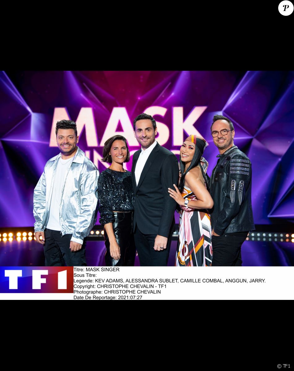 Le jury de la saison 3 de "Mask Singer" composé d'Alessandra Sublet, Anggun, Kev Adams et Kev Adams, et Camille Combal.