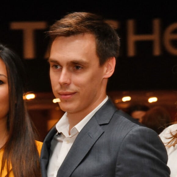 Marie, la fiancée de Louis Ducruet, Louis Ducruet et Camille Gottlieb - Présentation de la carte routière restaurée ayant appartenu au prince Albert 1er de Monaco et présentation d'un nouveau modèle d'une montre Tag Heuer, la Gulf First Victory 50, au musée de la collection des voitures anciennes du prince de Monaco le 12 juin 2018.