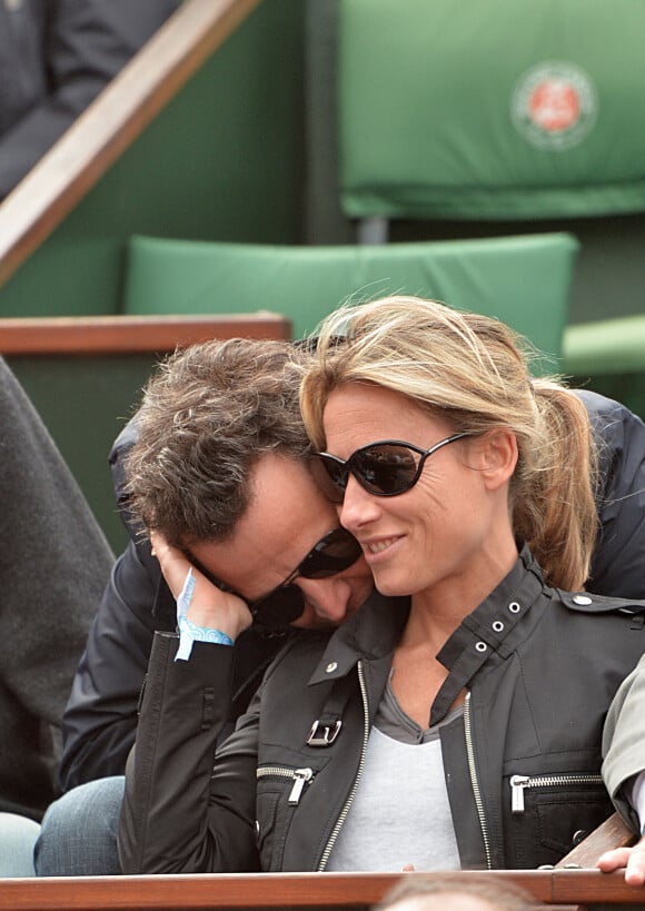 Anne-Sophie Lapix et son mari Arthur Sadoun aux Internationaux de France de tennis de Roland Garros à Paris le 2 juin 2013.