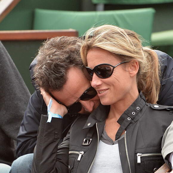 Anne-Sophie Lapix et son mari Arthur Sadoun aux Internationaux de France de tennis de Roland Garros à Paris le 2 juin 2013.