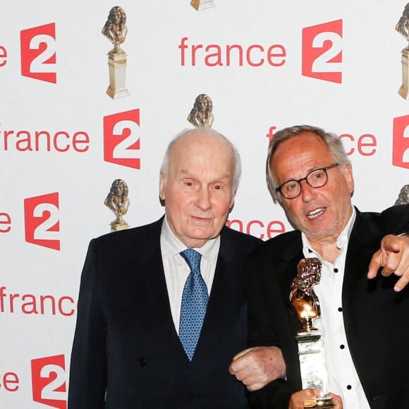 Michel Bouquet et Fabrice Luchini (Molière d'honneur) - Press room de la soirée de la 28ème Nuit des Molières au théâtre des Folies Bergère à Paris. Le 23 mai 2016