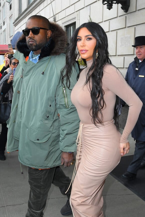 Kim Kardashian et son ex mari Kanye West se baladent ensemble à New York le 5 février 2020.