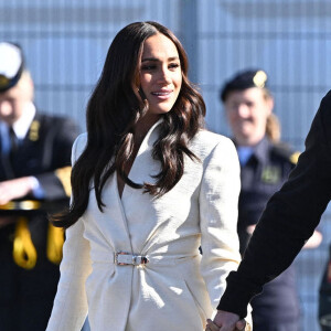 Meghan Markle assiste à la finale d'athlétisme, au deuxième jour des Invictus Games 2020 à La Haye, le 17 avril 2022. 