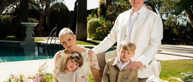 Charlene from Monaco finally reappears!  Family photos with Albert and the twins for Easter