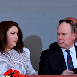 Mélanie de Massy et le prince Albert II de Monaco durant la finale du Monte-Carlo Rolex Masters 2022 à Roquebrune Cap Martin, le 17 avril 2022. Le grec Stefanos Tsisipas a remporté pour la seconde fois le tournoi en battant l'espagnol Alejandro Davidovich Fokina en 2 sets (6-3, 7-6). © Bruno Bebert / Bestimage 