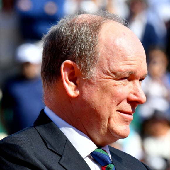 Le prince Albert II de Monaco durant la finale du Monte-Carlo Rolex Masters 2022 à Roquebrune Cap Martin, le 17 avril 2022. Le grec Stefanos Tsisipas a remporté pour la seconde fois le tournoi en battant l'espagnol Alejandro Davidovich Fokina en 2 sets (6-3, 7-6). © Bruno Bebert / Bestimage 