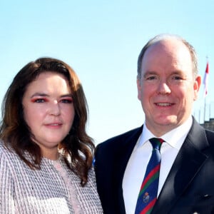 Mélanie de Massy et la prince Albert II de Monaco durant la finale du Monte-Carlo Rolex Masters 2022 à Roquebrune Cap Martin, le 17 avril 2022. Le grec Stefanos Tsisipas a remporté pour la seconde fois le tournoi en battant l'espagnol Alejandro Davidovich Fokina en 2 sets (6-3, 7-6). © Bruno Bebert / Bestimage 