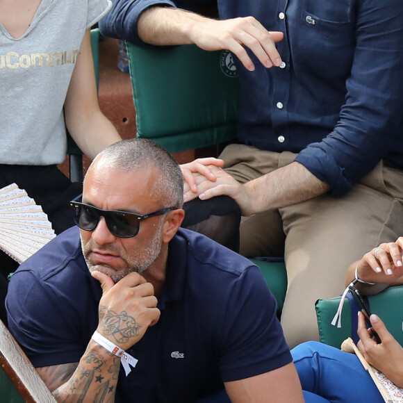 Amel Bent et son mari Patrick Antonelli dans les tribunes des internationaux de tennis de Roland Garros à Paris, France, le 3 juin 2018. © Dominique Jacovides - Cyril Moreau/Bestimage 