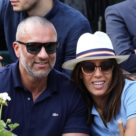 Amel Bent et son mari Patrick Antonelli dans les tribunes des internationaux de tennis de Roland Garros à Paris, France, le 3 juin 2018. © Dominique Jacovides - Cyril Moreau/Bestimage 