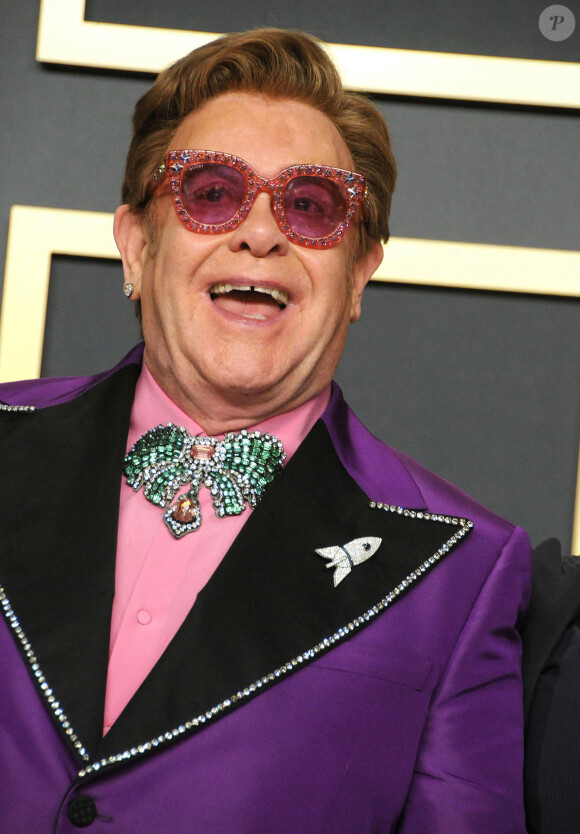 Elton John - Photocall de la Press Room de la 92ème cérémonie des Oscars 2020 au Hollywood and Highland à Los Angeles le 9 février 2020. 