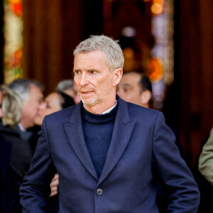 Denis Brogniart - Sorties des obsèques de Jean-Pierre Pernaut en la Basilique Sainte-Clotilde à Paris, France, le 9 mars 2022. © Cyril Moreau/Bestimage