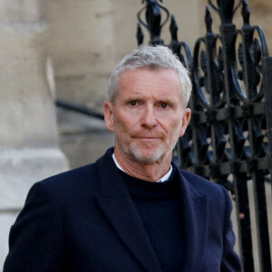 Denis Brogniart - Sorties des obsèques de Jean-Pierre Pernaut en la Basilique Sainte-Clotilde à Paris le 9 mars 2022. © Christophe Clovis / Bestimage