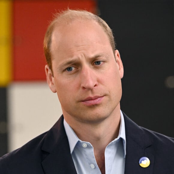 Le prince William, duc de Cambridge, et Catherine (Kate) Middleton, duchesse de Cambridge, visitent le comité d'urgence de Londres, à la rencontre de bénévoles de retour de leur mission humanitaire en Ukraine, le 21 avril 2022. 