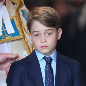 Le prince George de Cambridge lors du service d'action de grâce en hommage au prince Philip, duc d'Edimbourg, à l'abbaye de Westminster à Londres, Royaume Uni, le 29 mars 2022. Le prince Philip, duc d'Edimbourg, est décédé le 9 avril 2021. © Julien Burton/Bestimage 