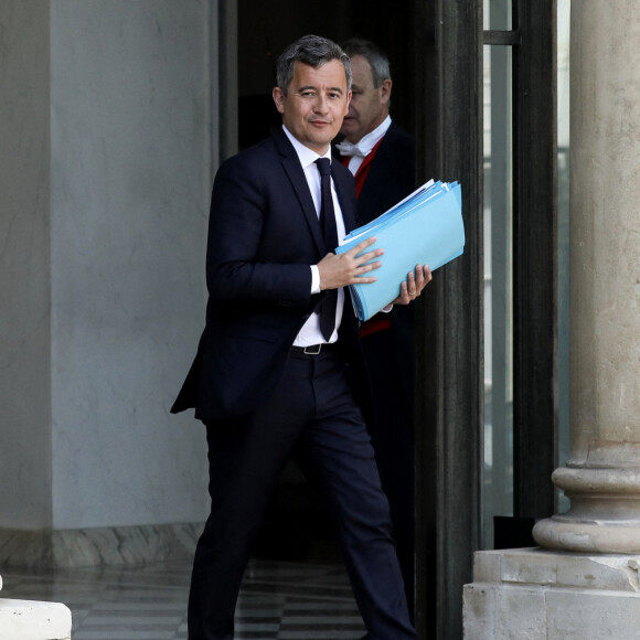 Gérald Darmanin, ministre de l'Intérieur à la sortie du conseil des ministres, au palais de l'Elysée, Paris, le 20 avril 2022.