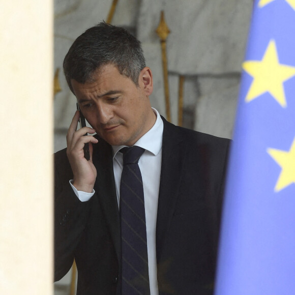 Gérald Darmanin à la sortie du Conseil des ministres au Palais de l'Élysée à Paris le 13 avril 2022.