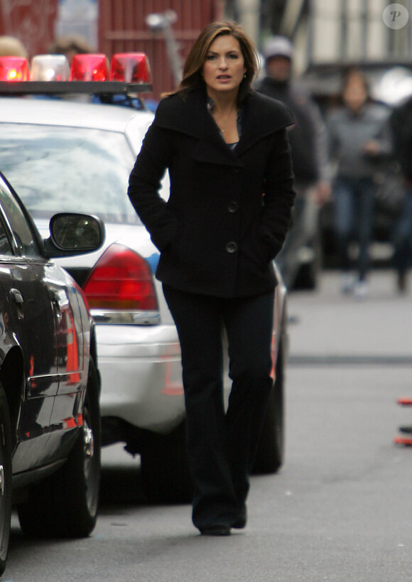 Mariska Hargitay sur le tournage de "New York, U.S.V." (New York, 26 janvier 2010)