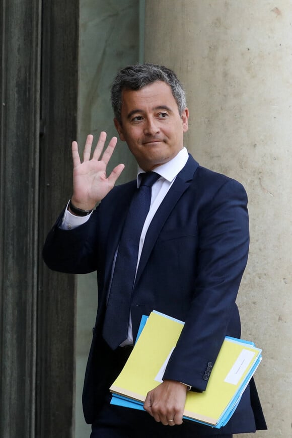 Gérald Darmanin, ministre de l'Intérieur à la sortie du conseil des ministres, au palais de l'Elysée, à Paris, France, le 28 avril 2022